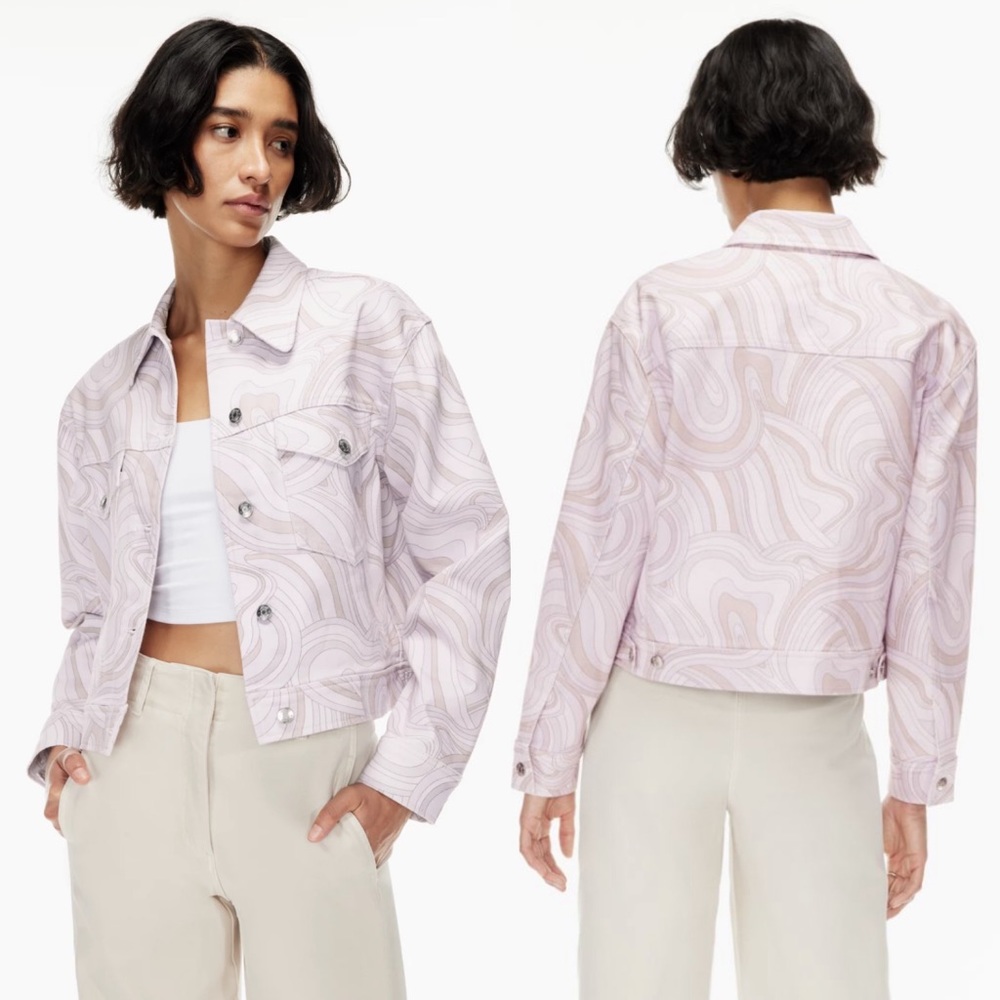 Wilfred Free Aritzia Gaze Button Up Denim Jacket Soft Swirls Neutral